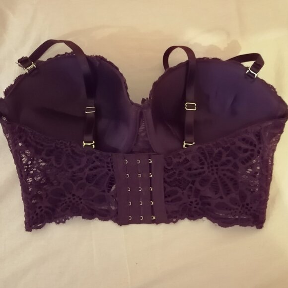 Soft & Sexy Longline Purple Lace Push-Up Bra, 34D, BNWT - Picture 2 of 8